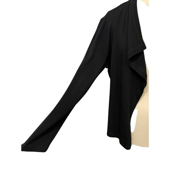 Eileen Fisher System Black 100% Wool Open Cardigan Long Sleeve Drapey Size M - Picture 2 of 10